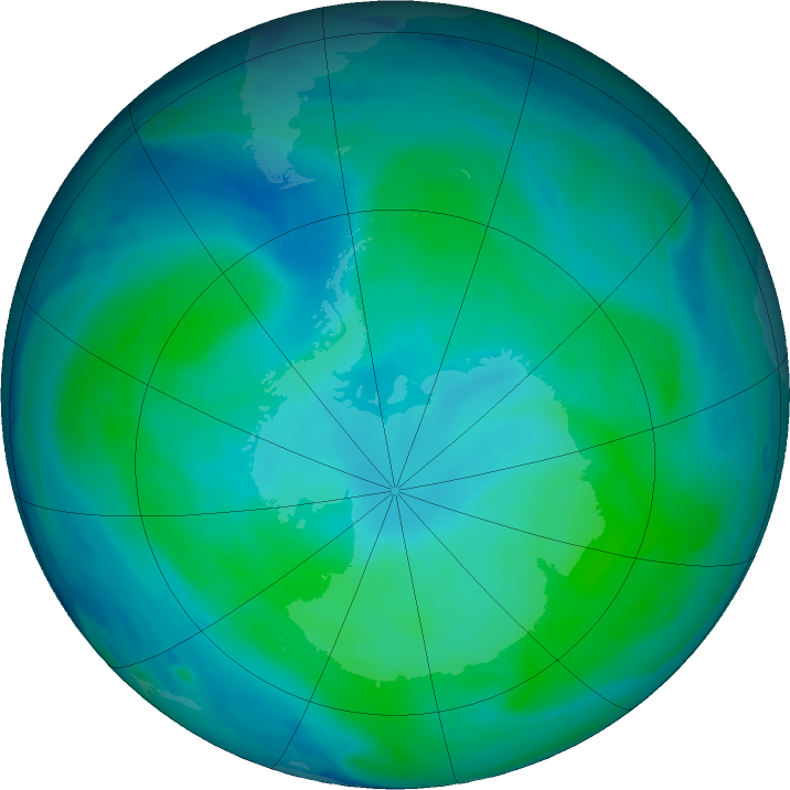 Antarctic ozone map for 17 January 2023